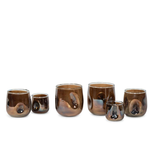 Organische theelichthouder Multi Brown