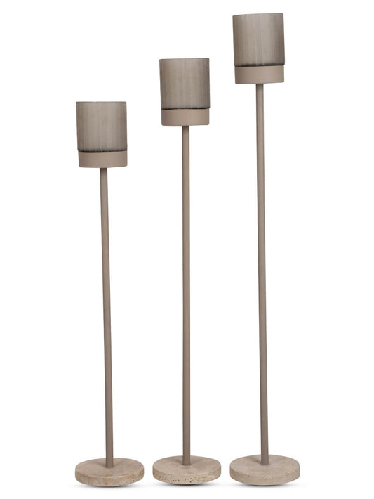 Bombyxx Mist Vloerkandelaar – Smoke/Beige Glas (S, M, L)