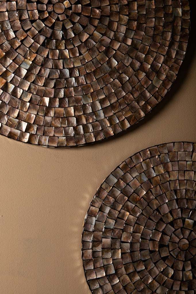 Nikael Bronze round poly shell bamboo wall panel S